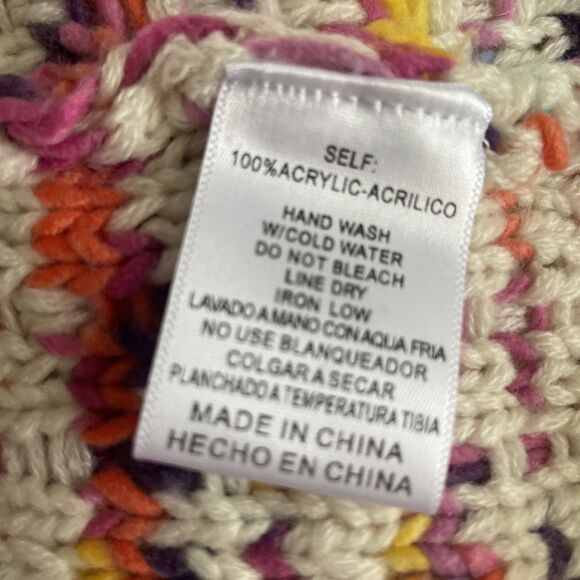 &merci Sweater Women M Multicolor Rainbow Chunky Knit Open Cardigan Tweed Bold - Picture 6 of 7